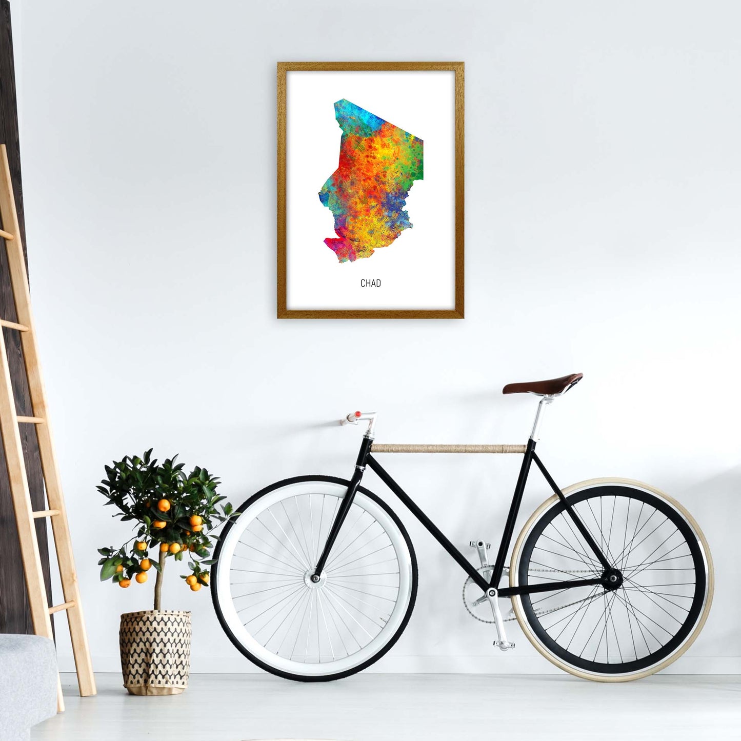 Chad Watercolour Map Art Print by Michael Tompsett A2 Print Only