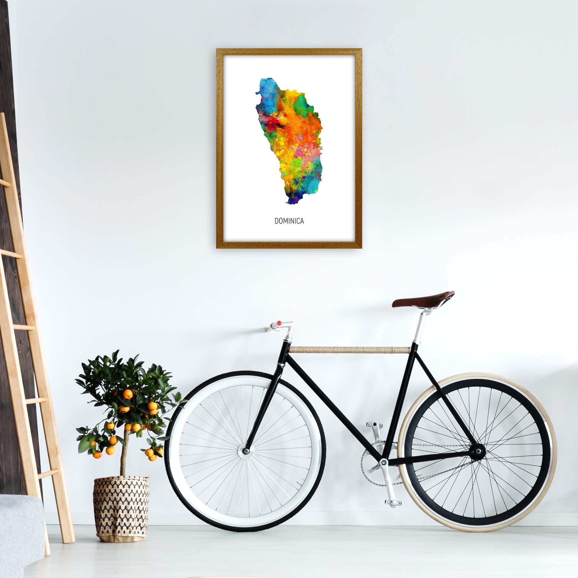 Dominica Watercolour Map Art Print by Michael Tompsett A2 Print Only