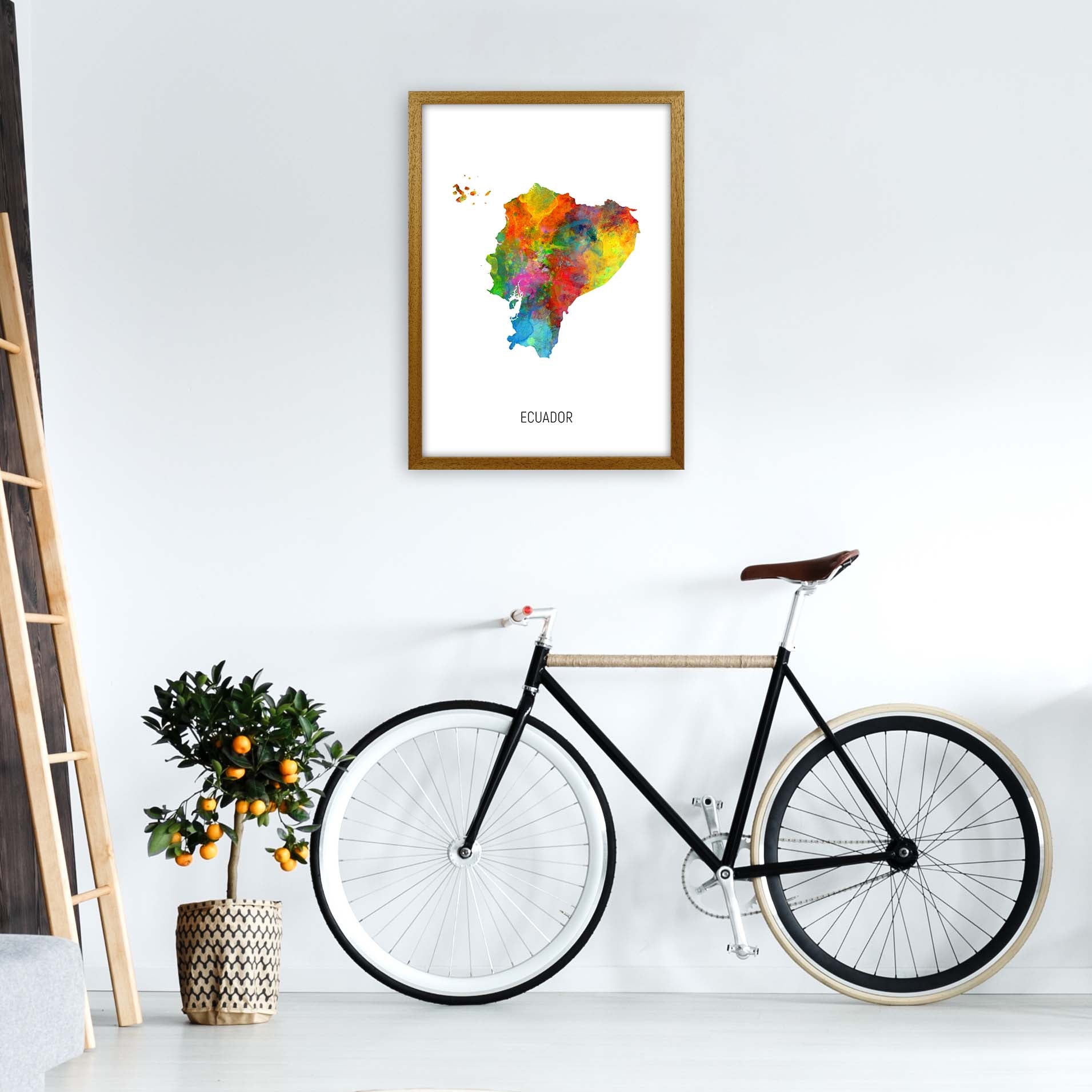 Ecuador Watercolour Map Art Print by Michael Tompsett A2 Print Only