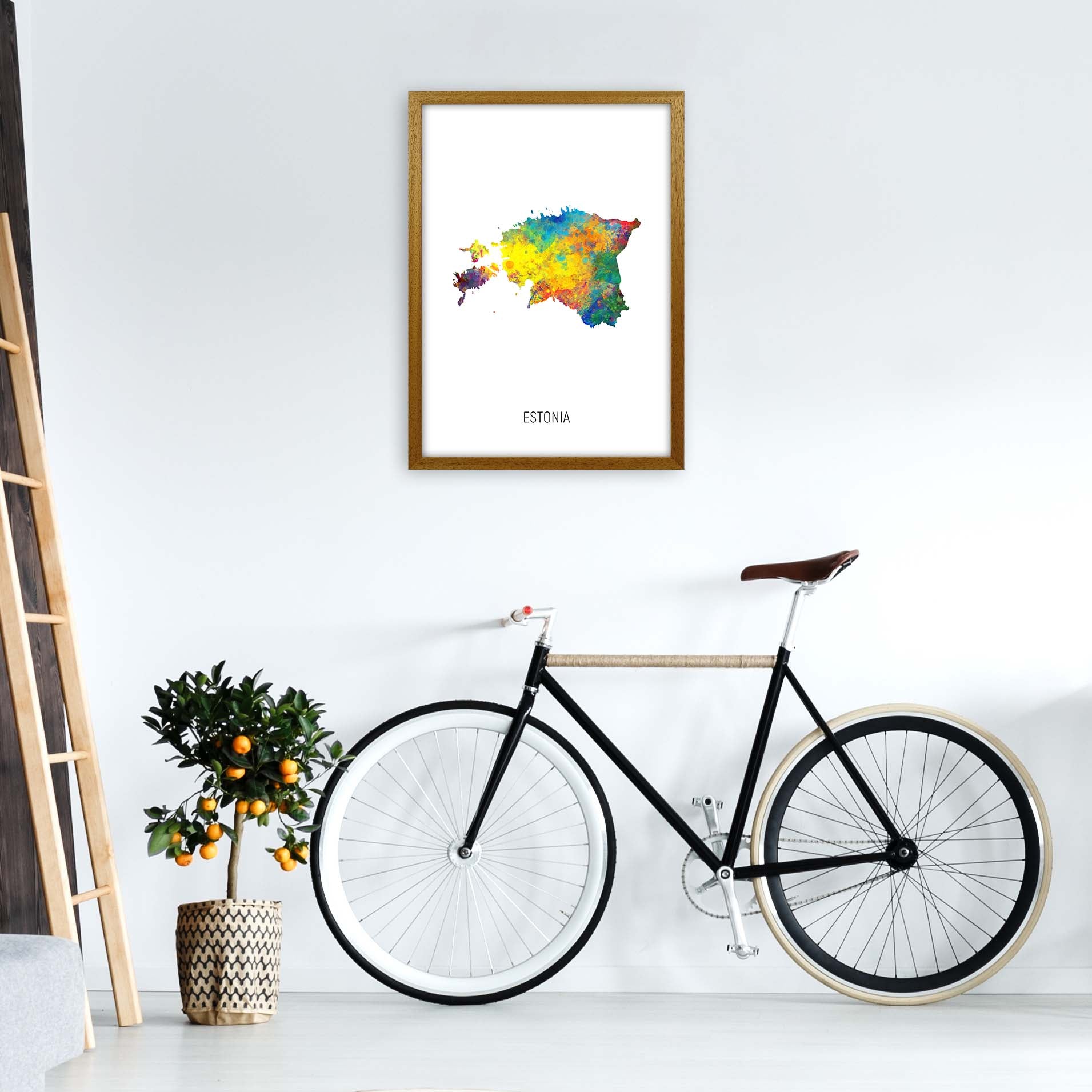 Estonia Watercolour Map Art Print by Michael Tompsett A2 Print Only