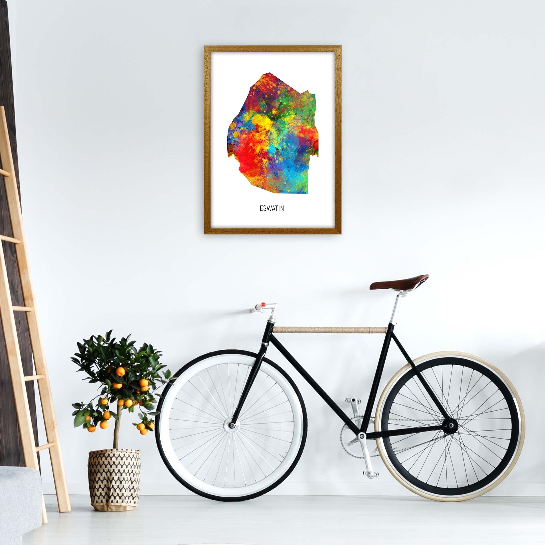 Eswatini Watercolour Map Art Print by Michael Tompsett A2 Print Only