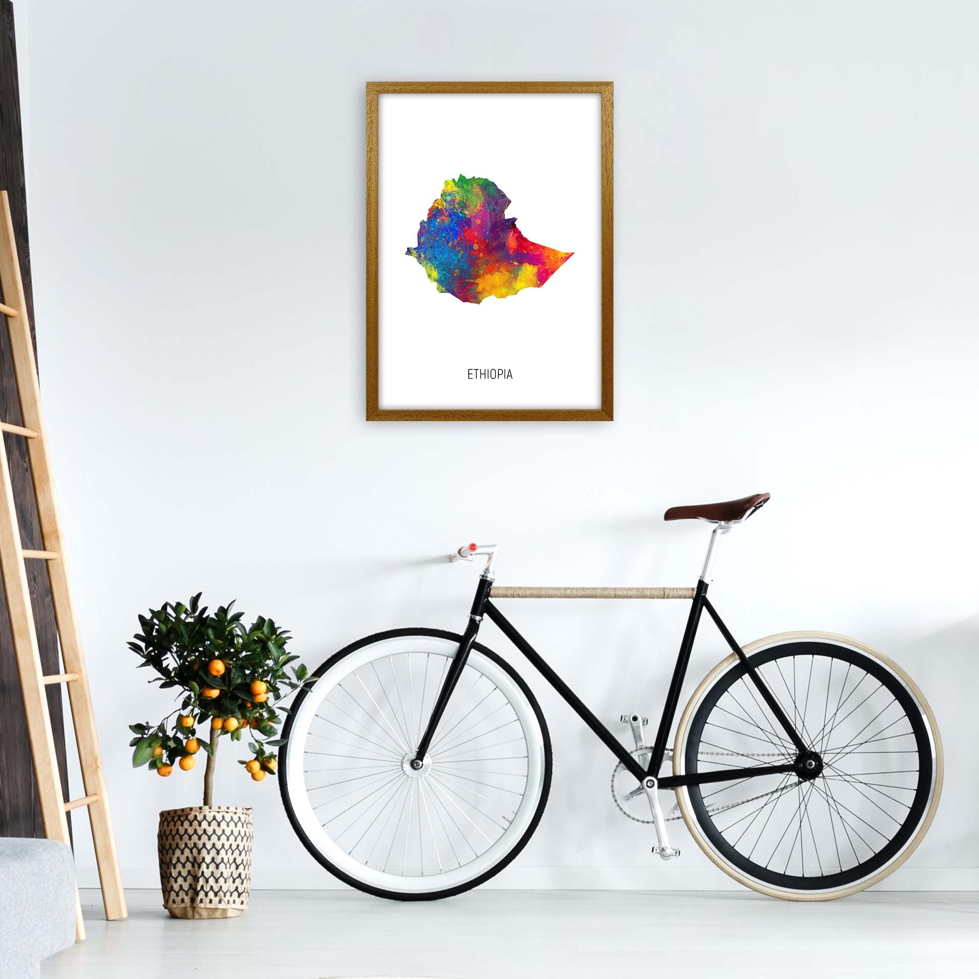 Ethiopia Watercolour Map Art Print by Michael Tompsett A2 Print Only