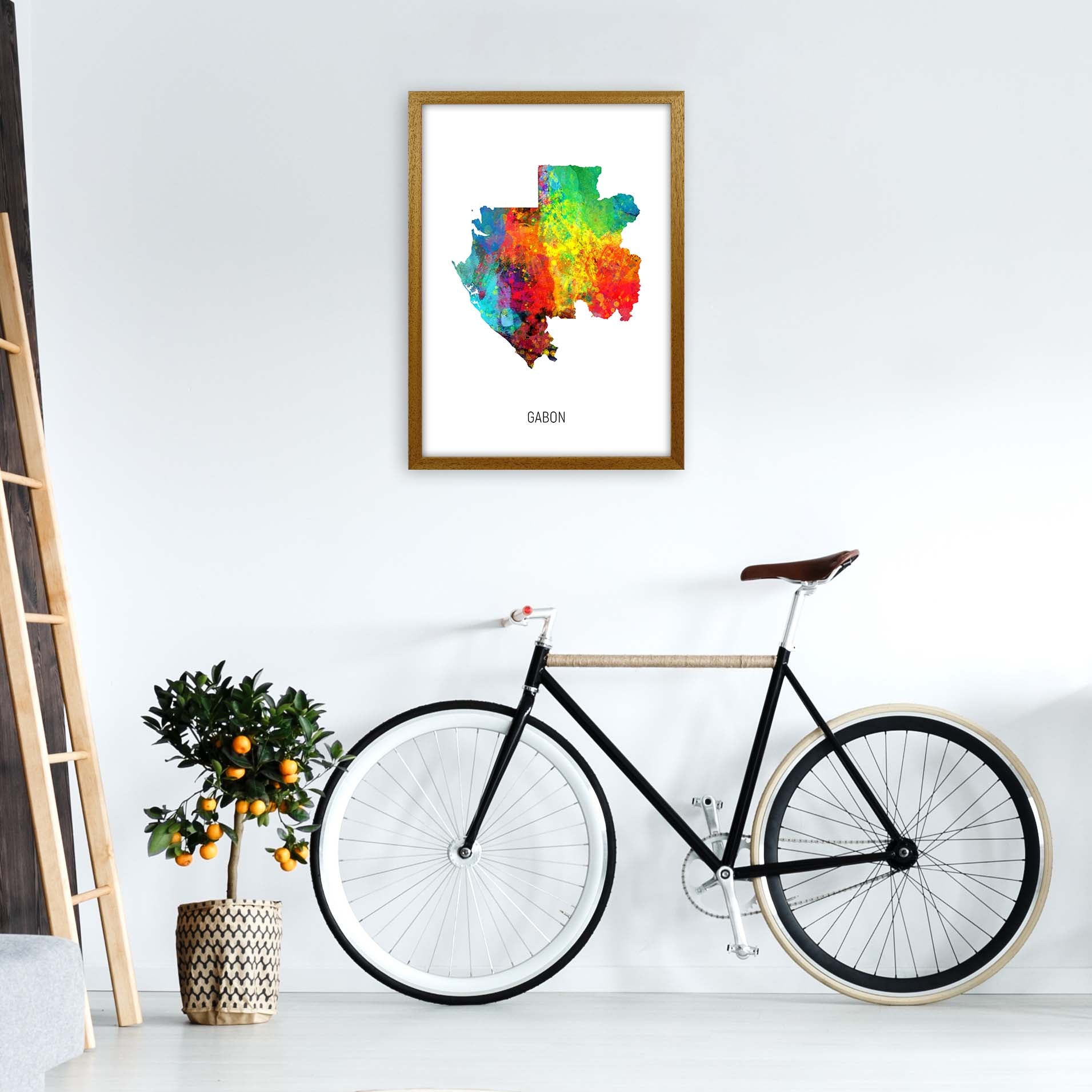 Gabon Watercolour Map Art Print by Michael Tompsett A2 Print Only