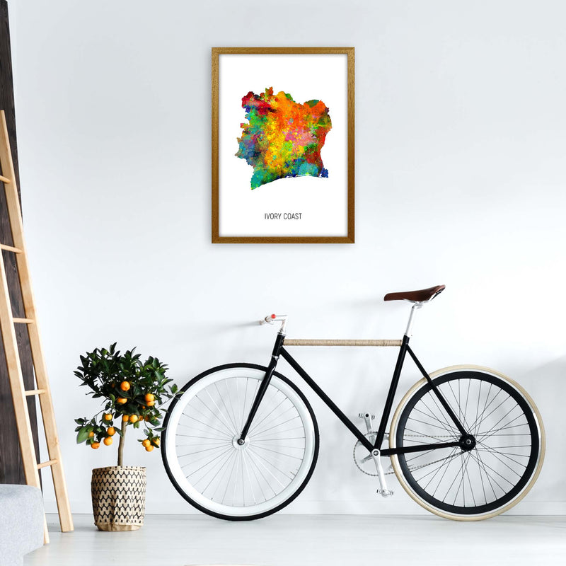Ivory Coast Watercolour Map Art Print by Michael Tompsett A2 Print Only