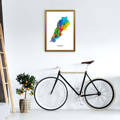 Lebanon Watercolour Map Art Print by Michael Tompsett A2 Print Only