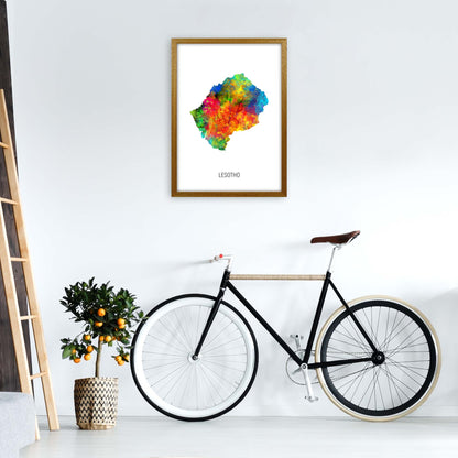 Lesotho Watercolour Map Art Print by Michael Tompsett A2 Print Only