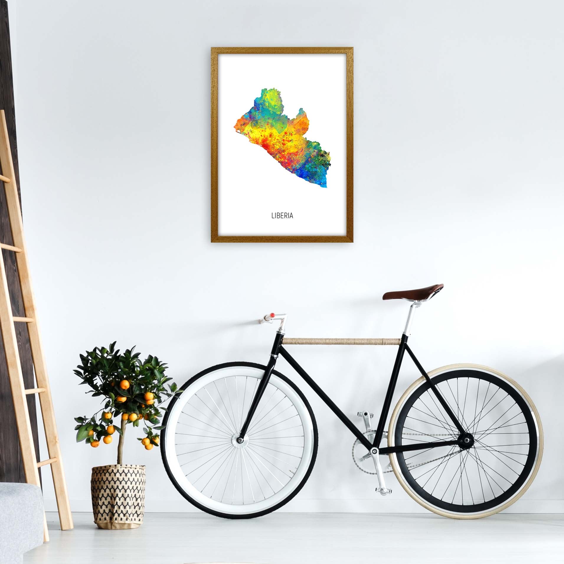 Liberia Watercolour Map Art Print by Michael Tompsett A2 Print Only