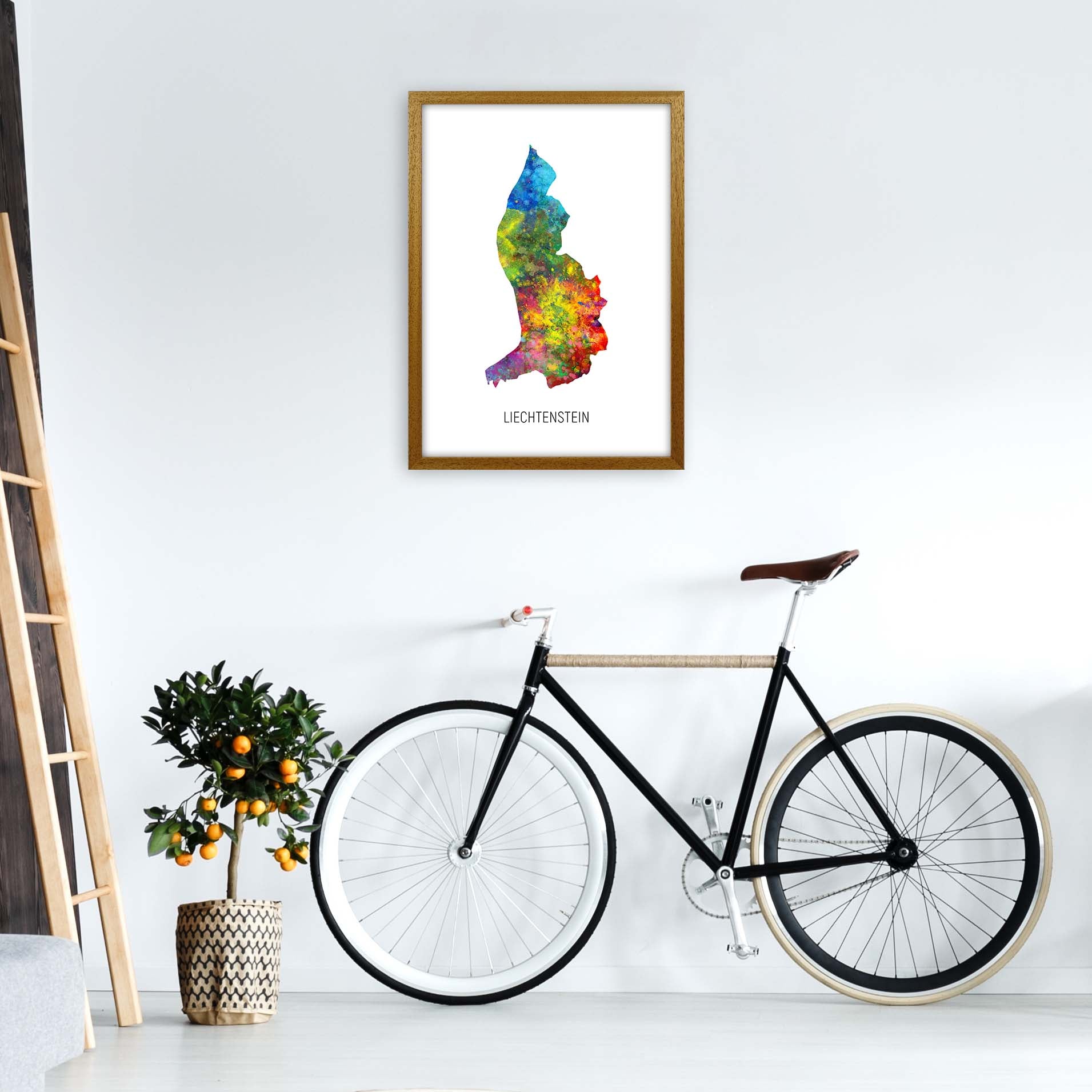 Liechtenstein Watercolour Map Art Print by Michael Tompsett A2 Print Only
