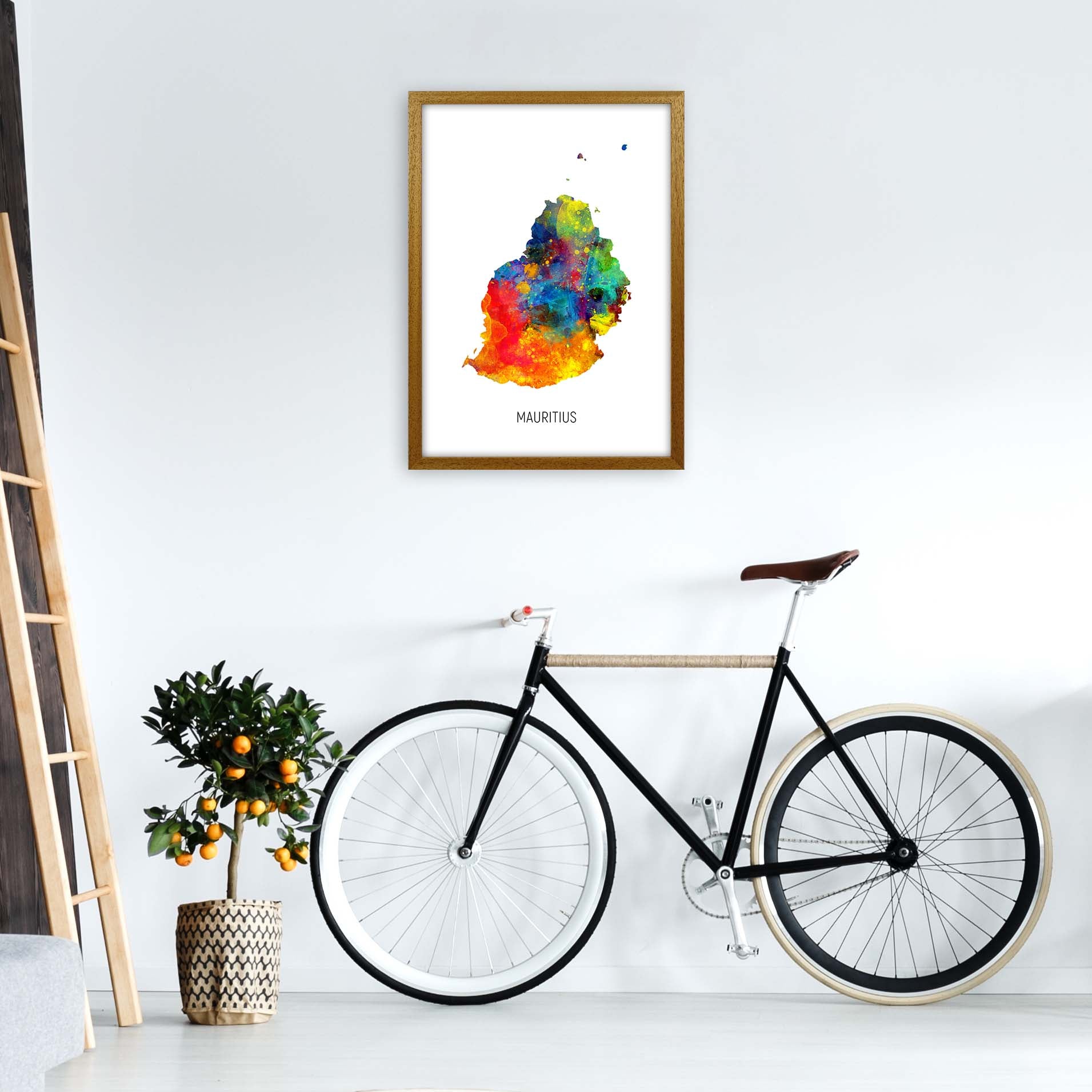 Mauritius Watercolour Map Art Print by Michael Tompsett A2 Print Only