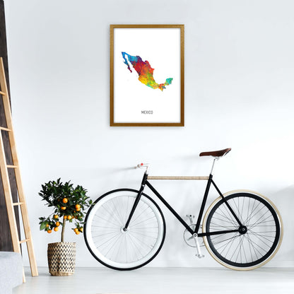 Mexico Watercolour Map Art Print by Michael Tompsett A2 Print Only