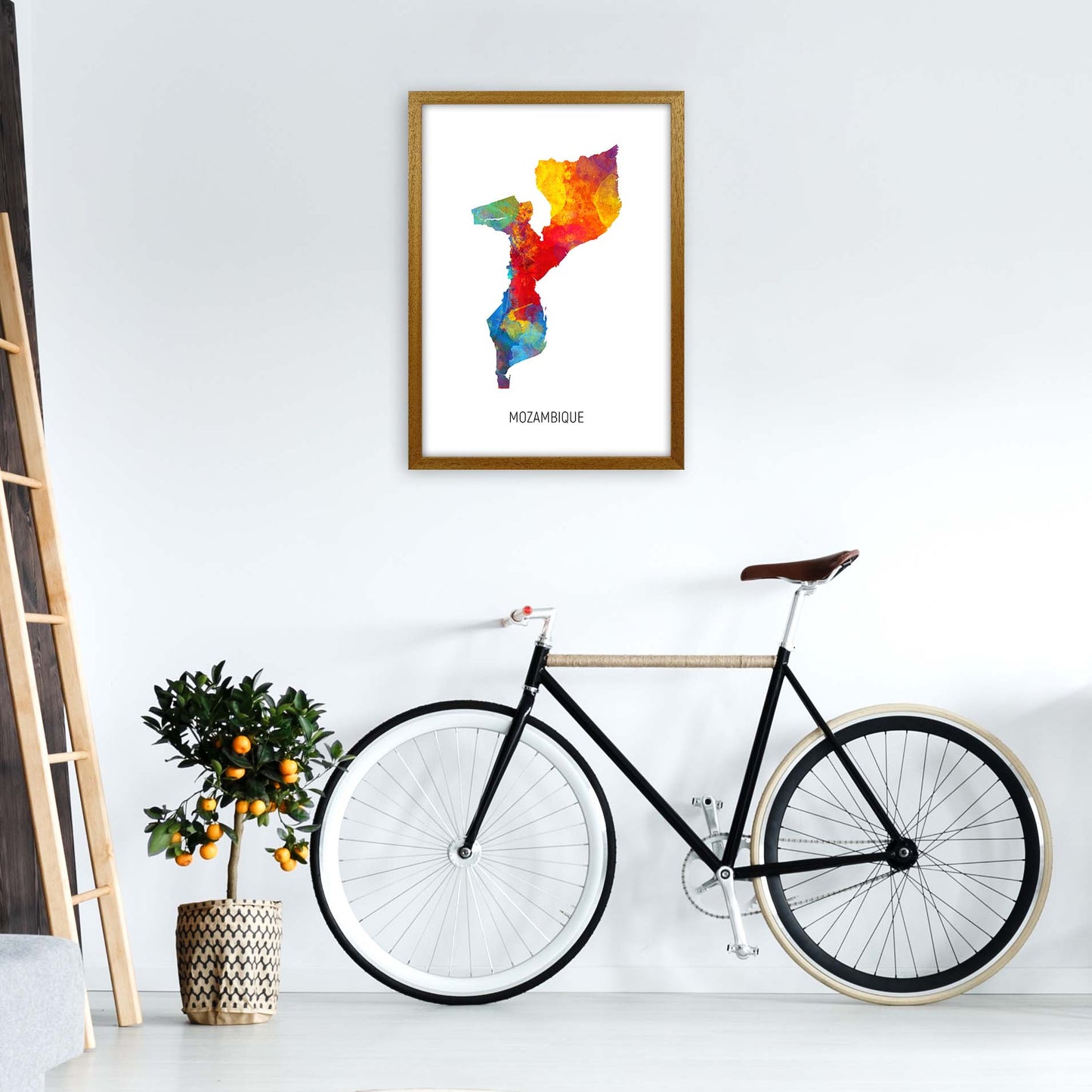 Mozambique Watercolour Map Art Print by Michael Tompsett A2 Print Only
