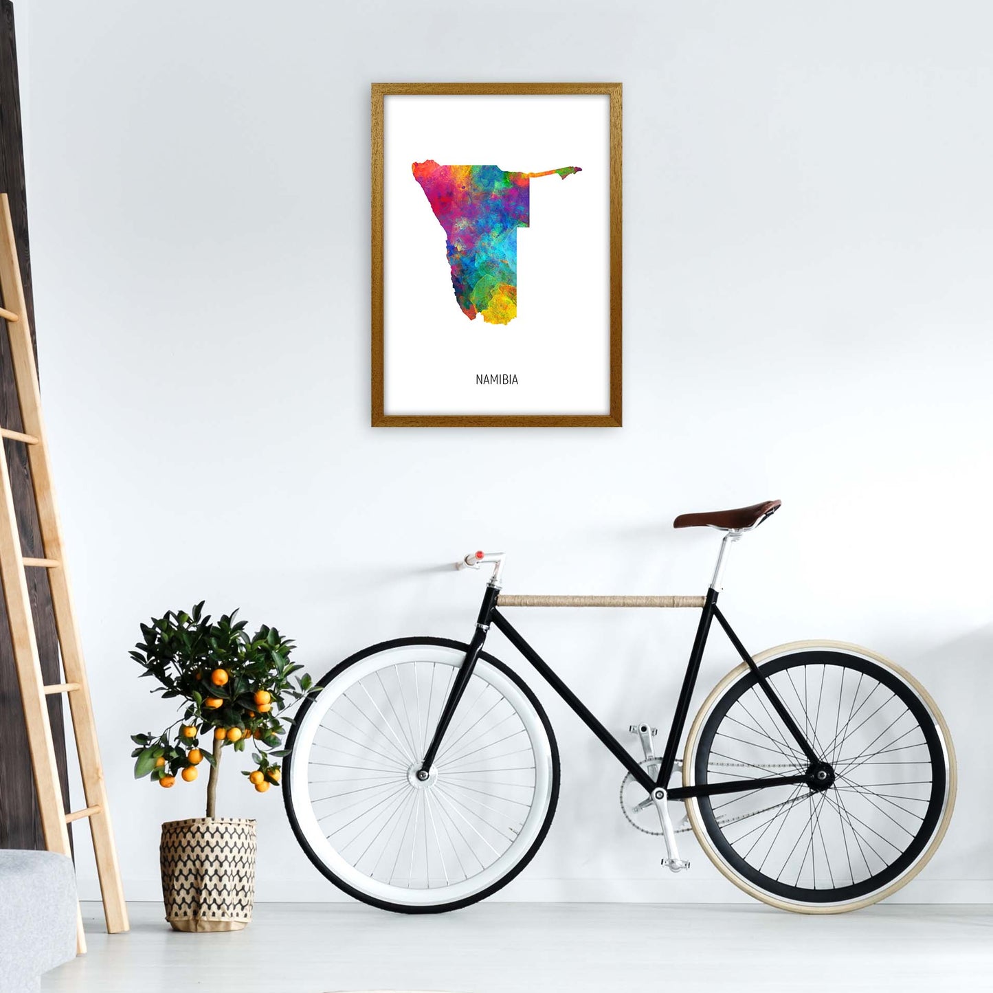 Namibia Watercolour Map Art Print by Michael Tompsett A2 Print Only