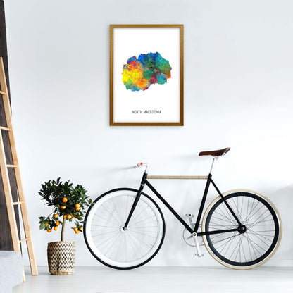 North Macedonia Watercolour Map Art Print by Michael Tompsett A2 Print Only