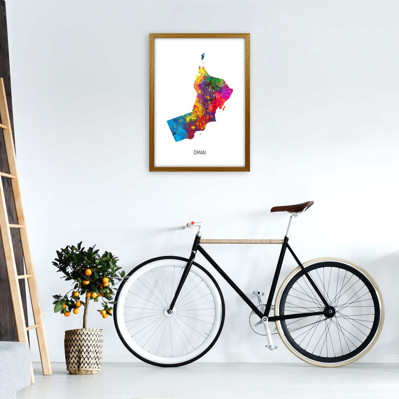 Oman Watercolour Map Art Print by Michael Tompsett A2 Print Only