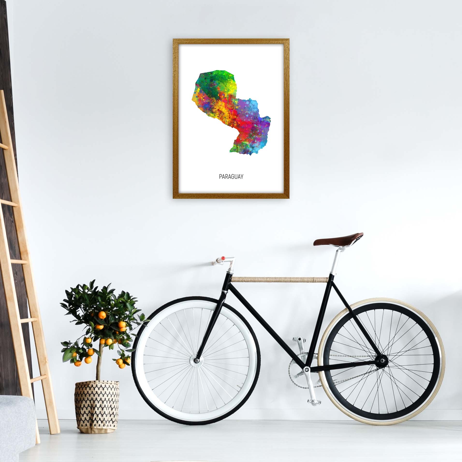 Paraguay Watercolour Map Art Print by Michael Tompsett A2 Print Only