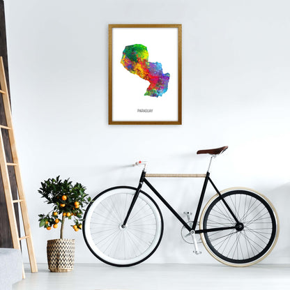 Paraguay Watercolour Map Art Print by Michael Tompsett A2 Print Only