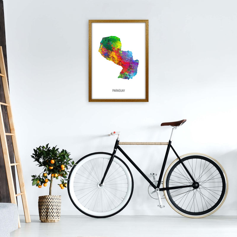 Paraguay Watercolour Map Art Print by Michael Tompsett A2 Print Only