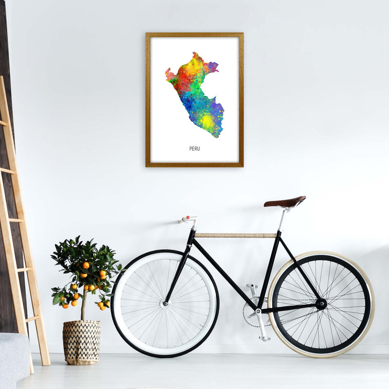 Peru Watercolour Map Art Print by Michael Tompsett A2 Print Only