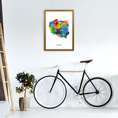 Polska Watercolour Map Art Print by Michael Tompsett A2 Print Only