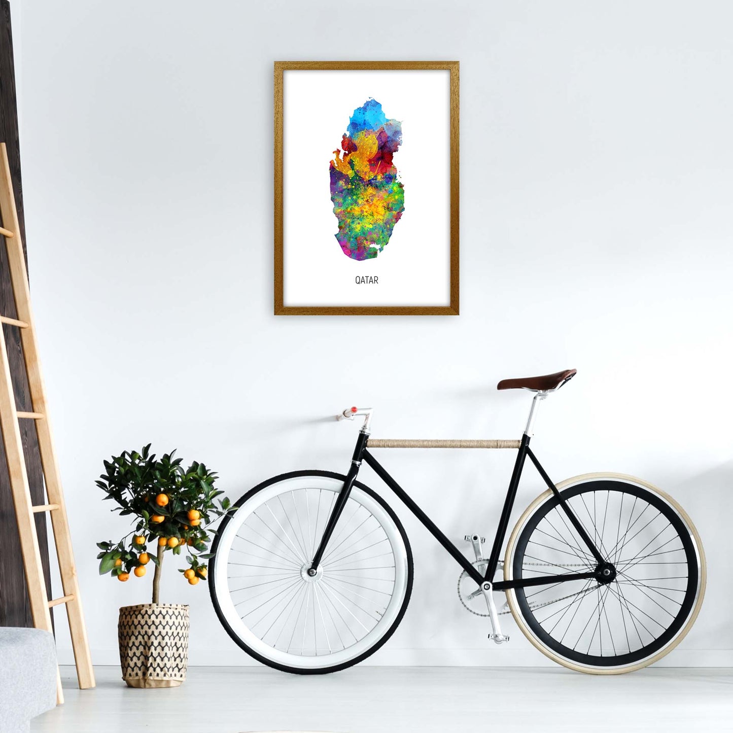 Qatar Watercolour Map Art Print by Michael Tompsett A2 Print Only