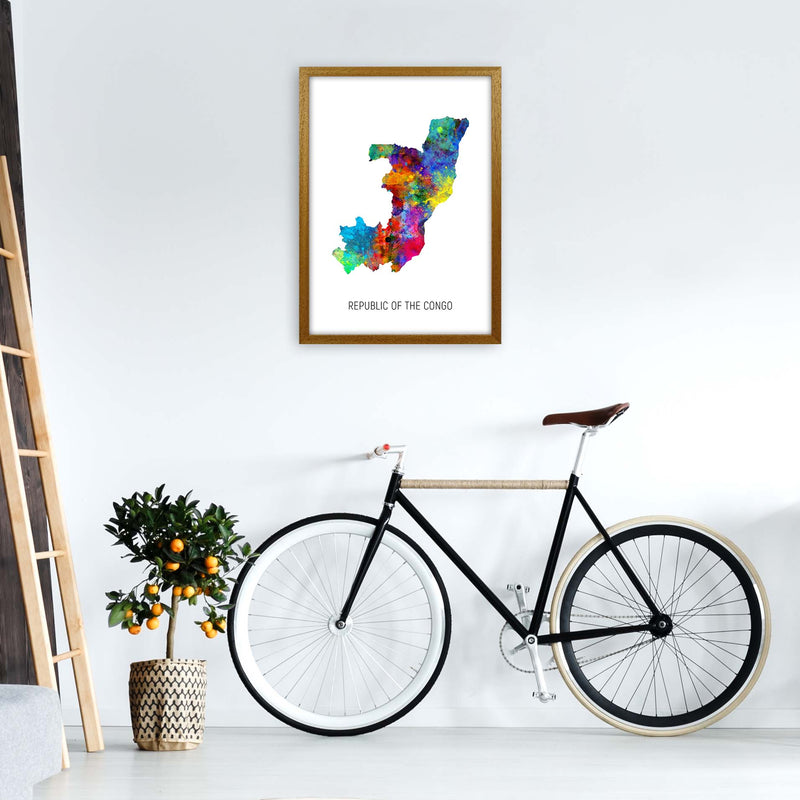 Republic Of The Congo Watercolour Map  by Michael Tompsett A2 Print Only