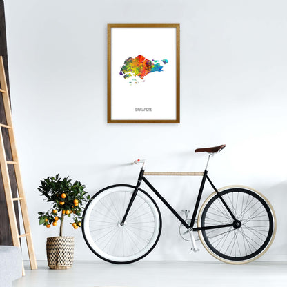 Singapore Watercolour Map Art Print by Michael Tompsett A2 Print Only