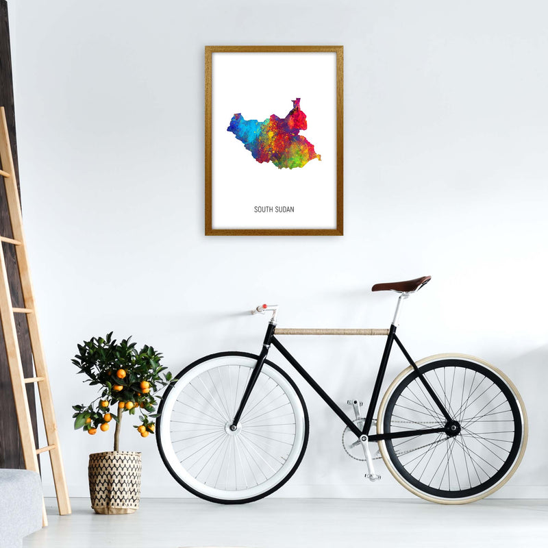 South Sudan Watercolour Map Art Print by Michael Tompsett A2 Print Only