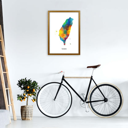 Taiwan Watercolour Map Art Print by Michael Tompsett A2 Print Only