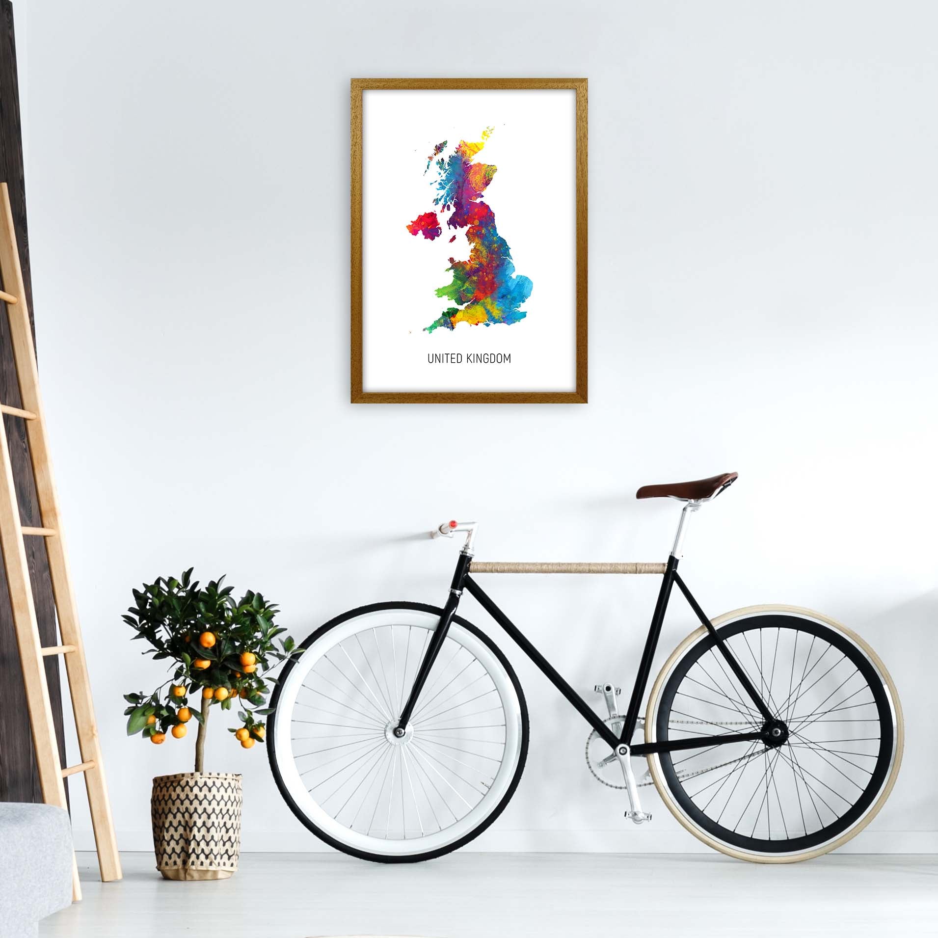 United Kingdom Watercolour Map Art Print by Michael Tompsett A2 Print Only