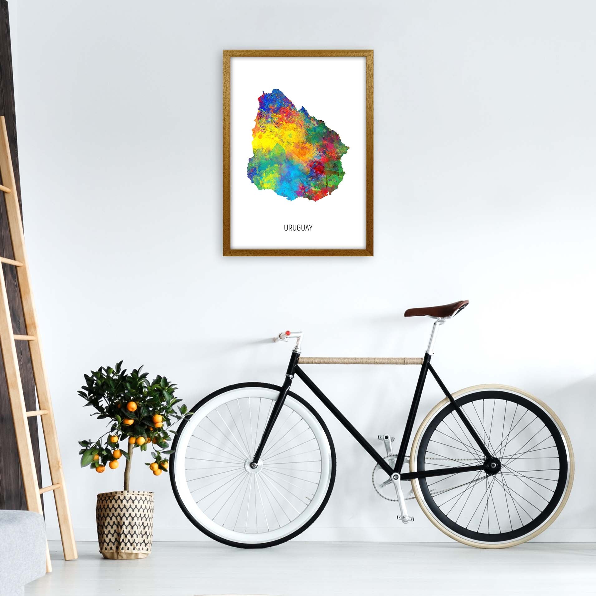 Uruguay Watercolour Map Art Print by Michael Tompsett A2 Print Only