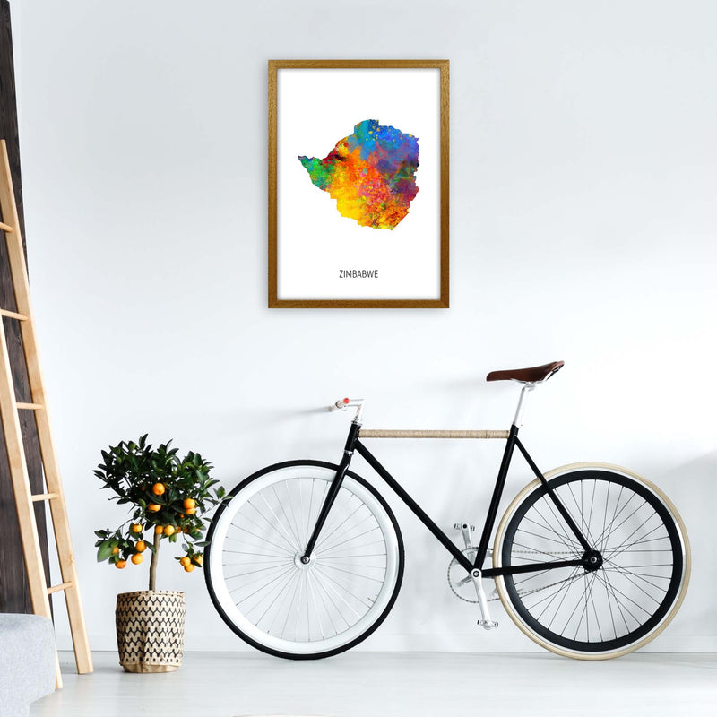 Zimbabwe Watercolour Map Art Print by Michael Tompsett A2 Print Only