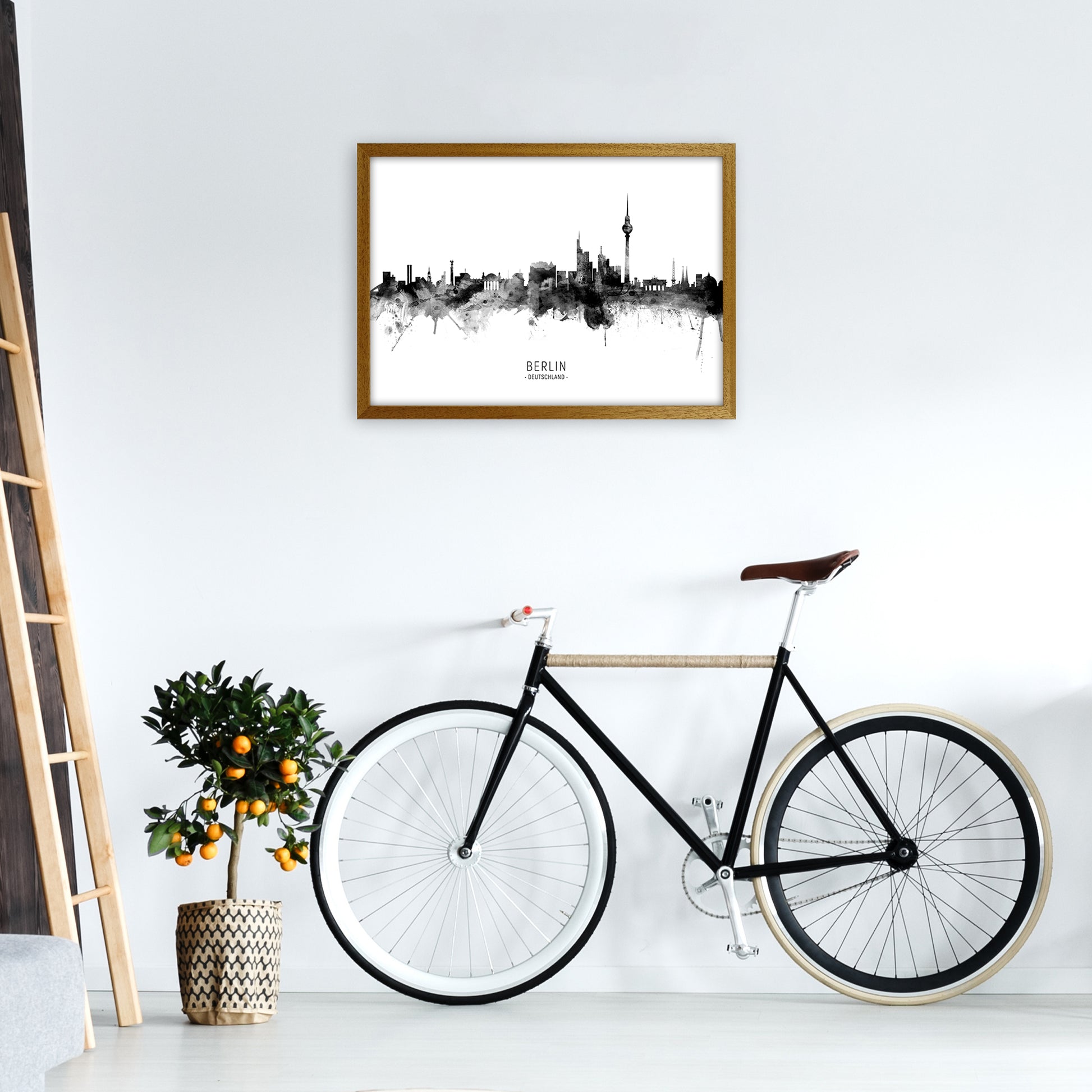 Berlin Germany Skyline Black White City Name  by Michael Tompsett A2 Print Only