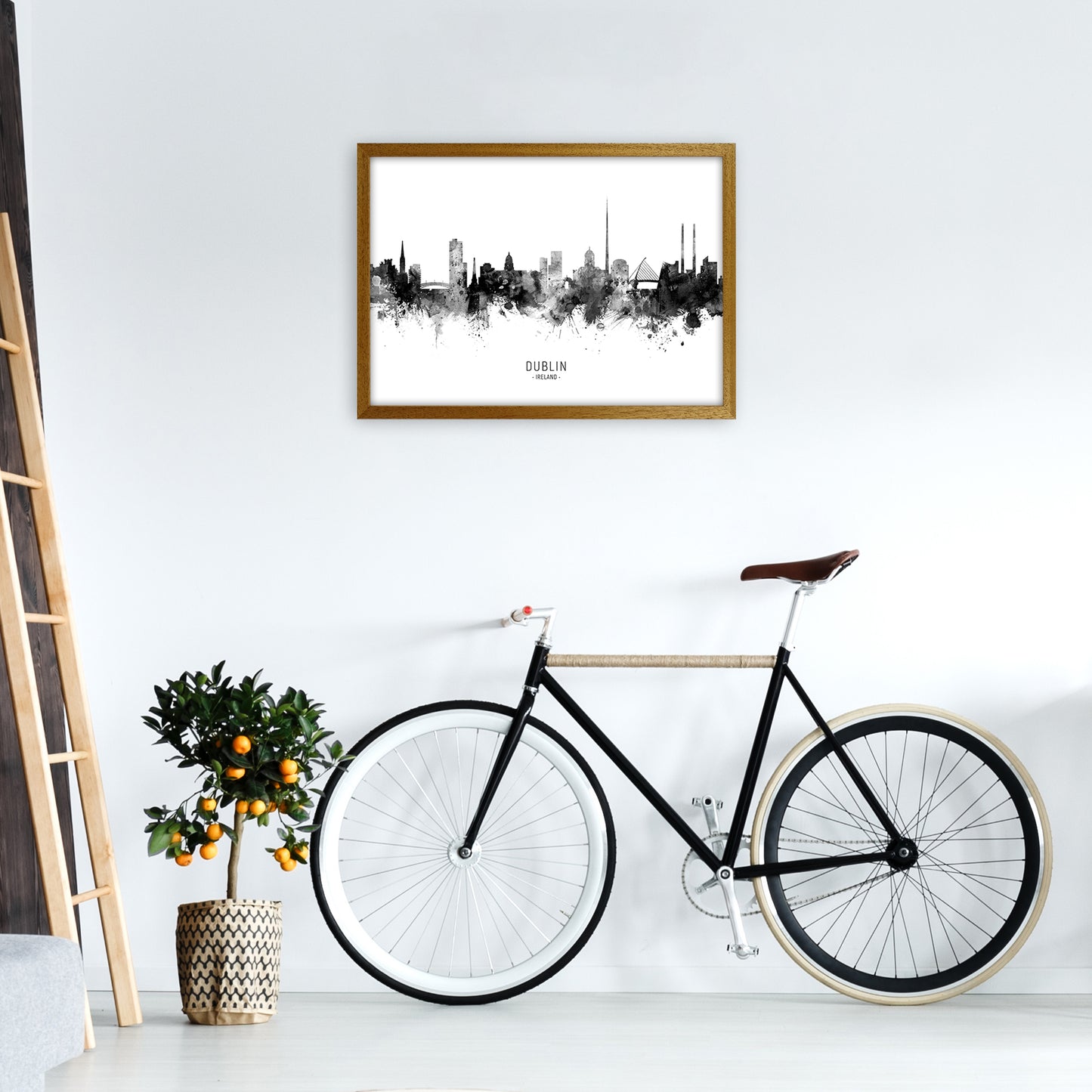 Dublin Ireland Skyline Black White City Name  by Michael Tompsett A2 Print Only