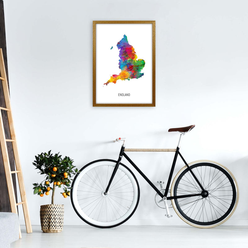 England Watercolour Map Art Print by Michael Tompsett A2 Print Only