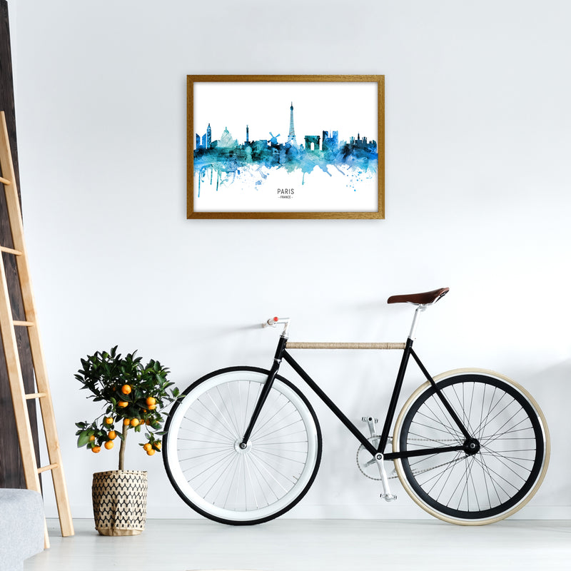 Paris France Skyline Blue City Name Print by Michael Tompsett A2 Print Only