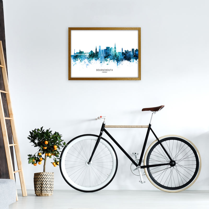 Bournemouth England Skyline Blue City Name  by Michael Tompsett A2 Print Only