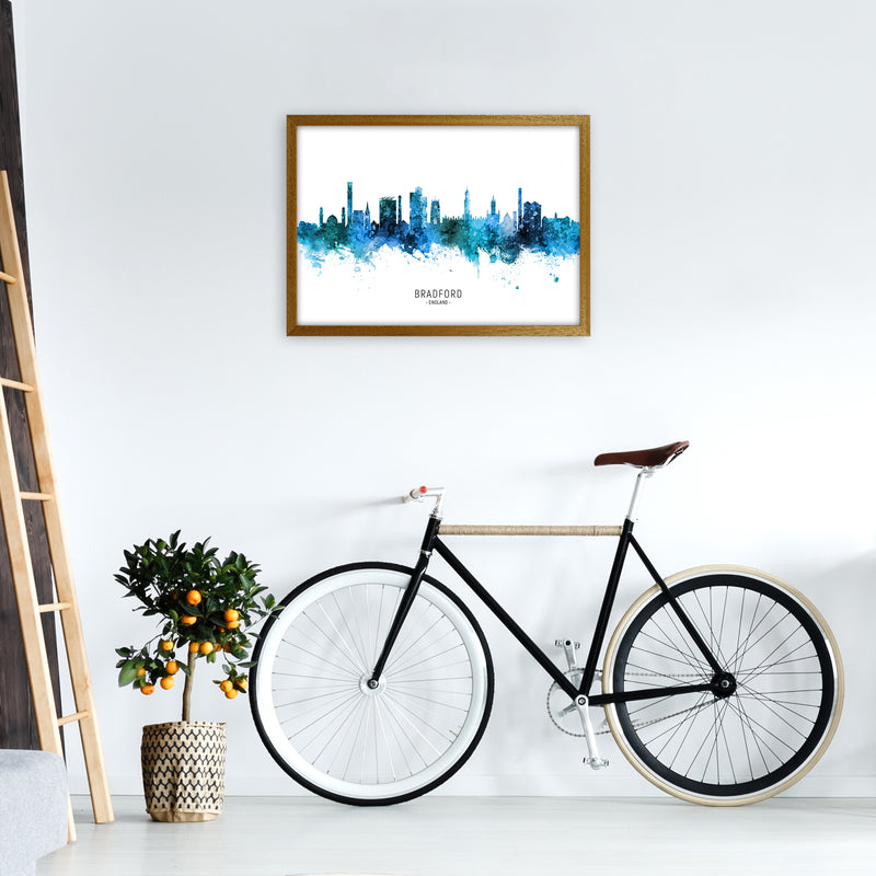 Bradford England Skyline Blue City Name  by Michael Tompsett A2 Print Only