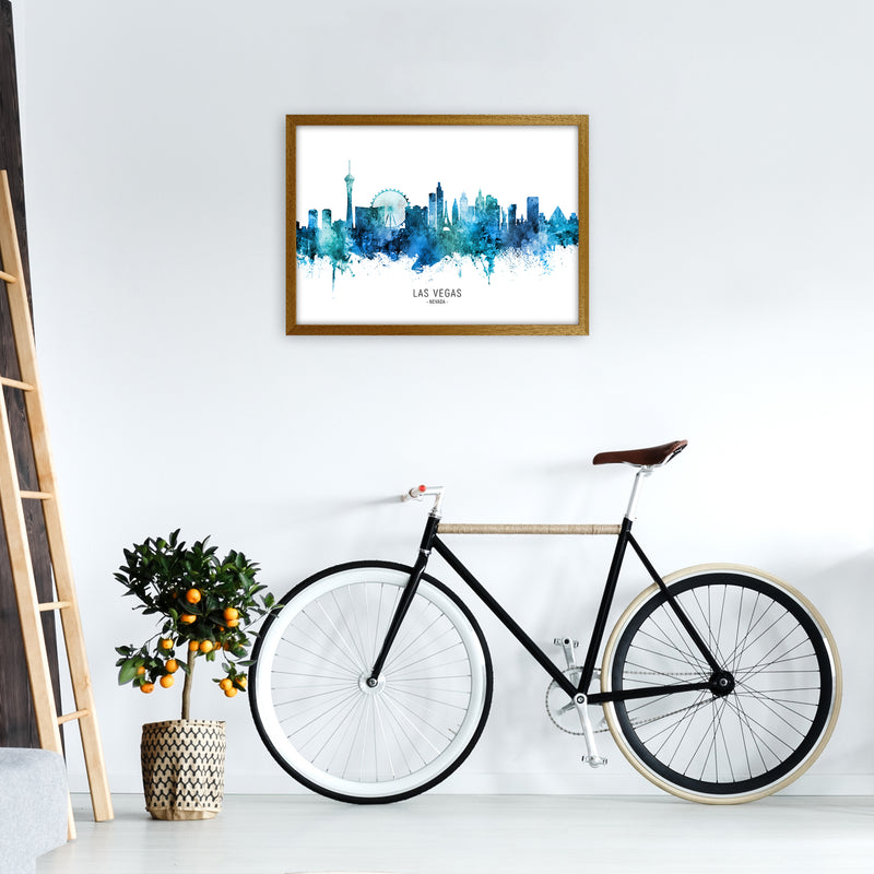 Las Vegas Nevada Skyline Blue City Name  by Michael Tompsett A2 Print Only
