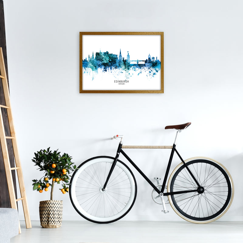 Edinburgh Scotland Skyline Blue City Name  by Michael Tompsett A2 Print Only