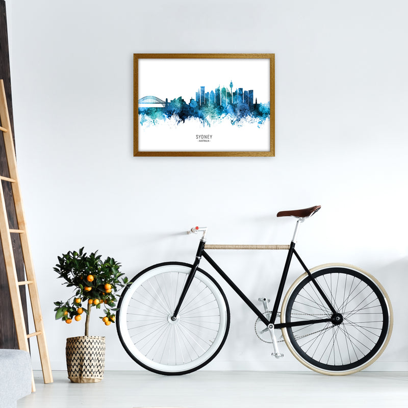 Sydney Australia Skyline Blue City Name  by Michael Tompsett A2 Print Only
