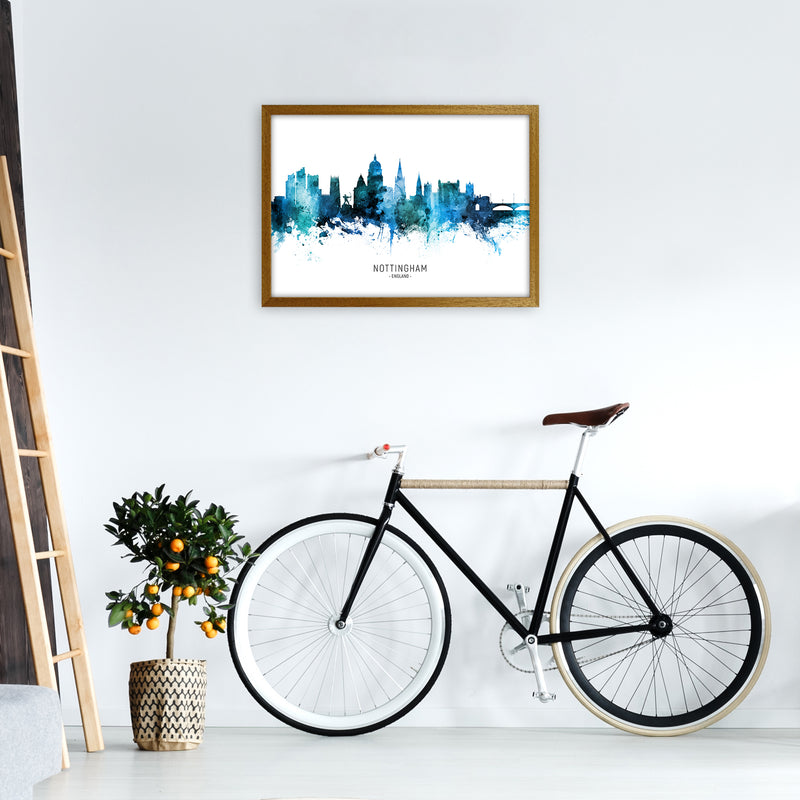 Nottingham England Skyline Blue City Name  by Michael Tompsett A2 Print Only