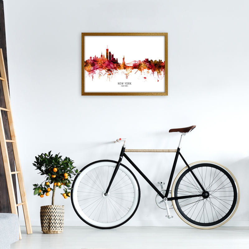 New York New York Skyline Red City Name  by Michael Tompsett A2 Print Only
