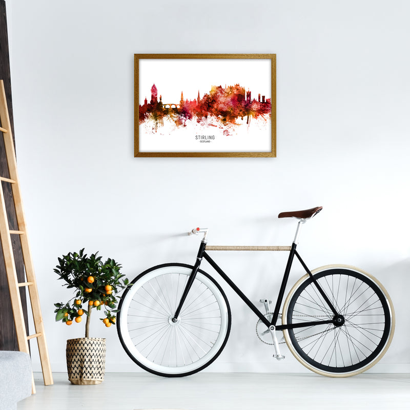 Stirling Scotland Skyline Red City Name  by Michael Tompsett A2 Print Only