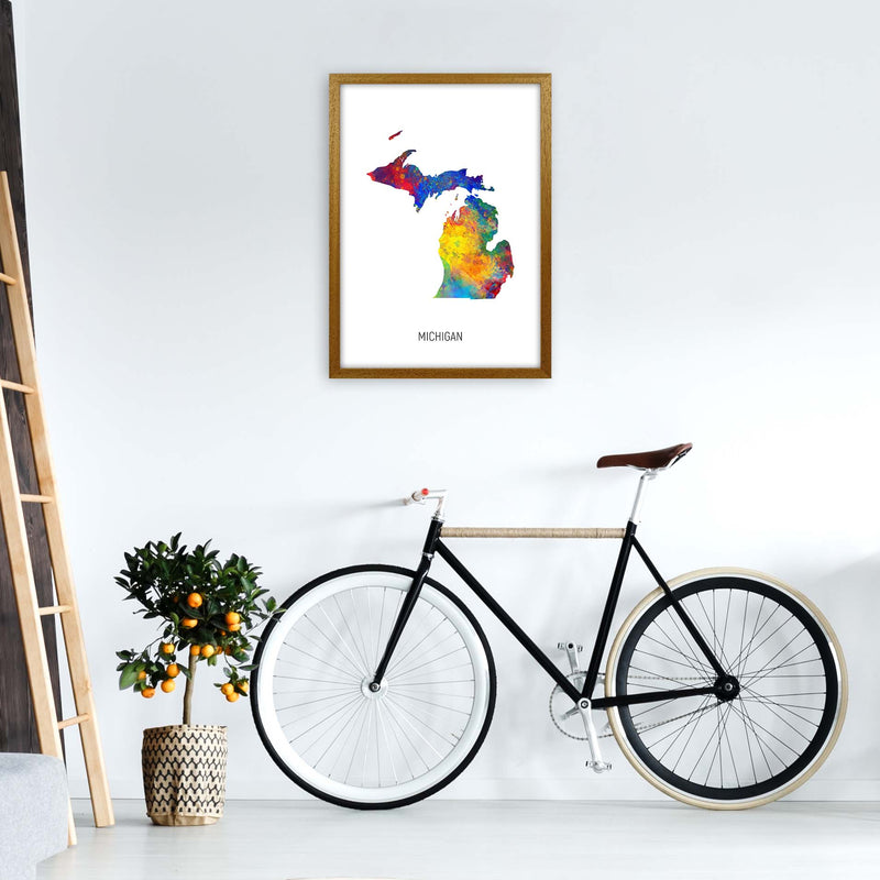 Michigan Watercolour Map Art Print by Michael Tompsett A2 Print Only