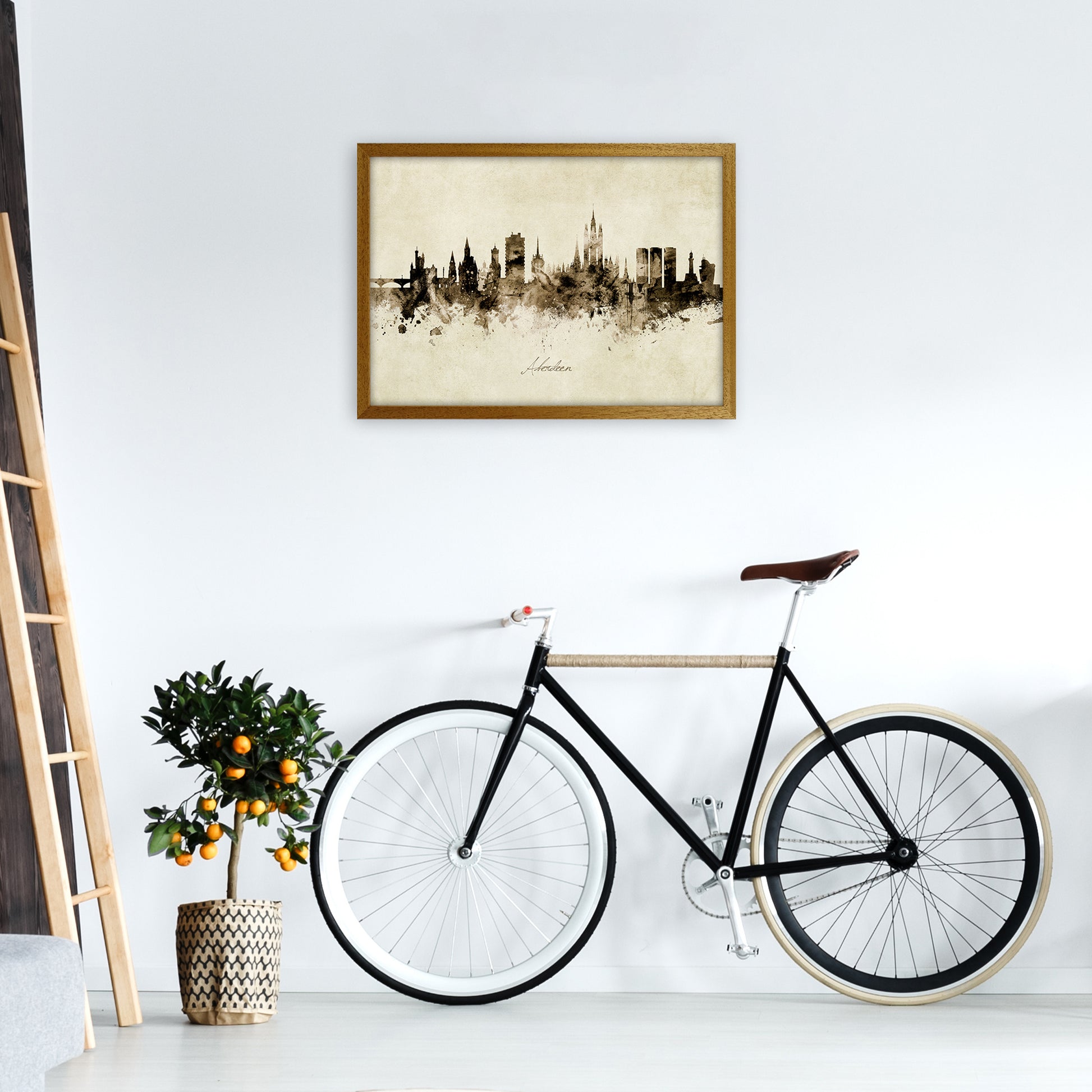 Aberdeen Scotland Skyline Vintage Art Print by Michael Tompsett A2 Print Only