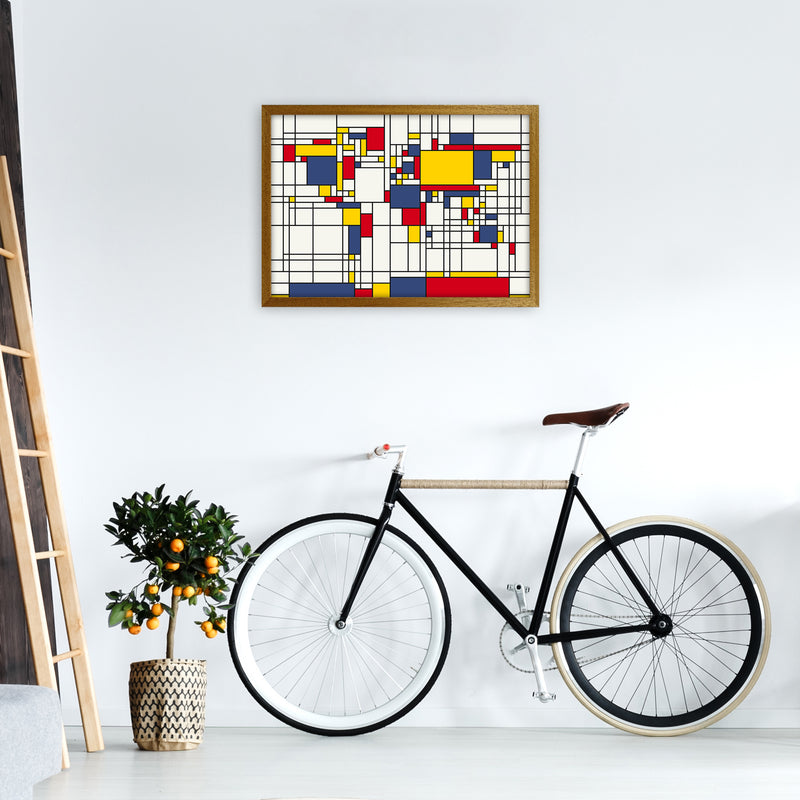 Abstract World Map in the style of Piet Mondrian Art Print by Michael Tompsett A2 Print Only