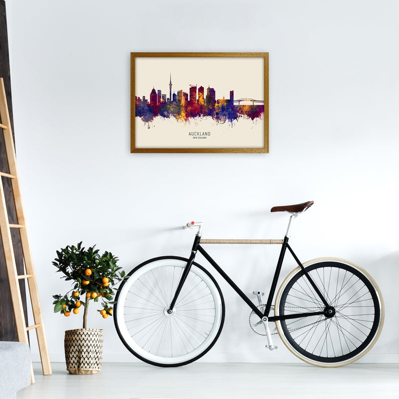 Auckland New Zealand Skyline Autumn City Name Art Print by Michael Tompsett A2 Print Only