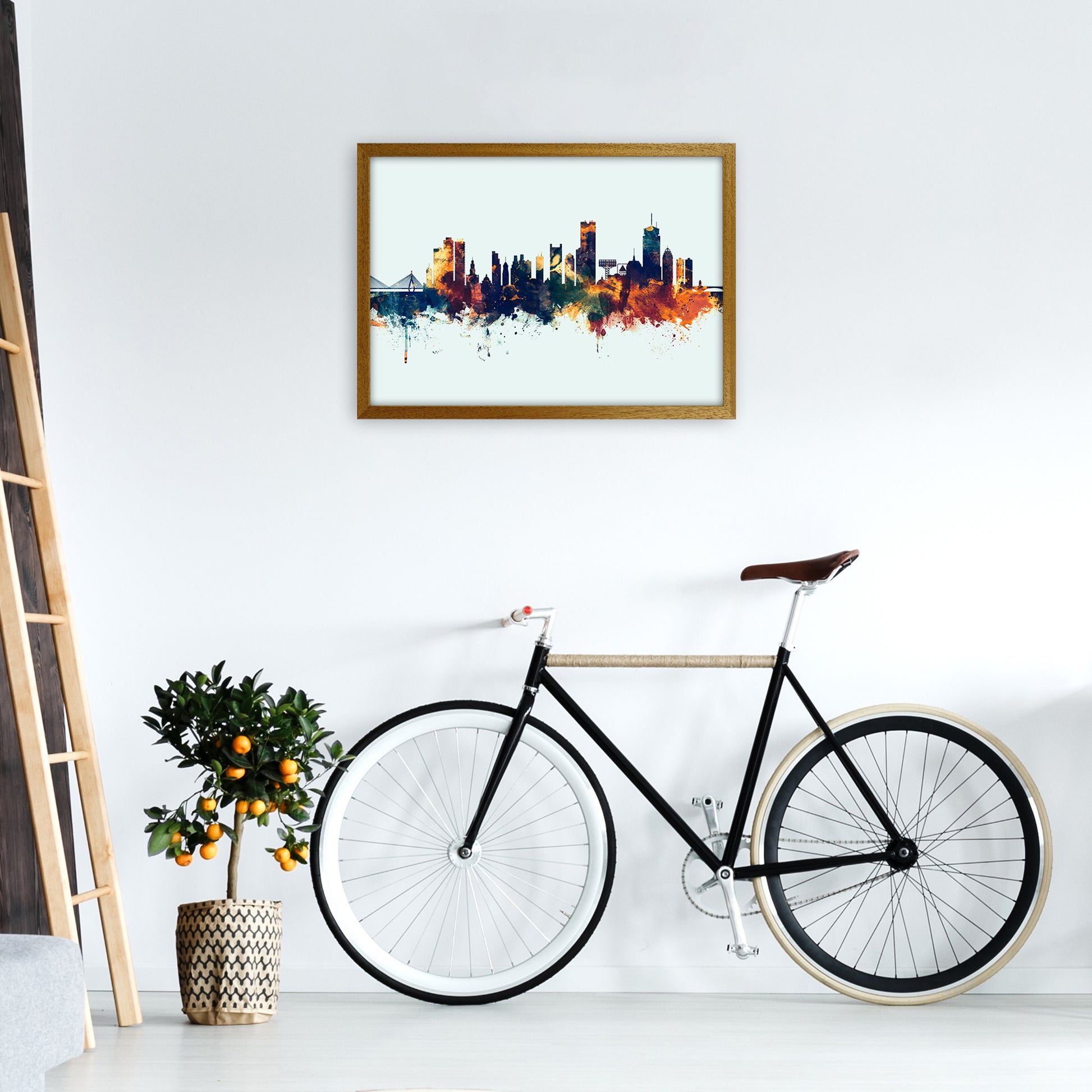 Boston Massachusetts Skyline Blue Orange Art Print by Michael Tompsett A2 Print Only