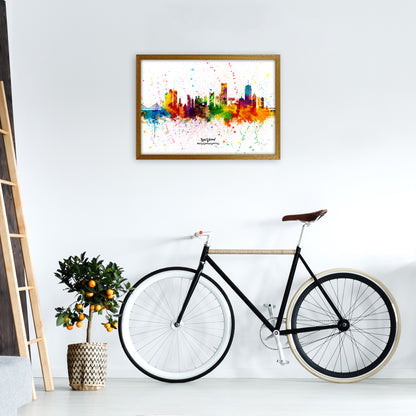 Boston Massachusetts Skyline Splash Art Print by Michael Tompsett A2 Print Only