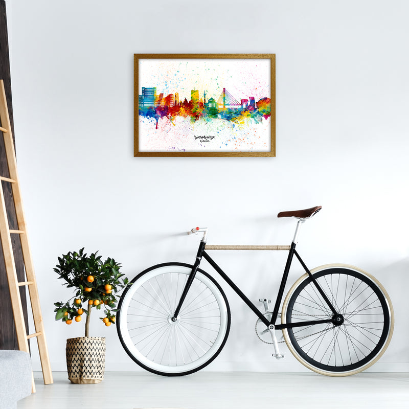 Bucharest Romania Skyline Splash Art Print by Michael Tompsett A2 Print Only